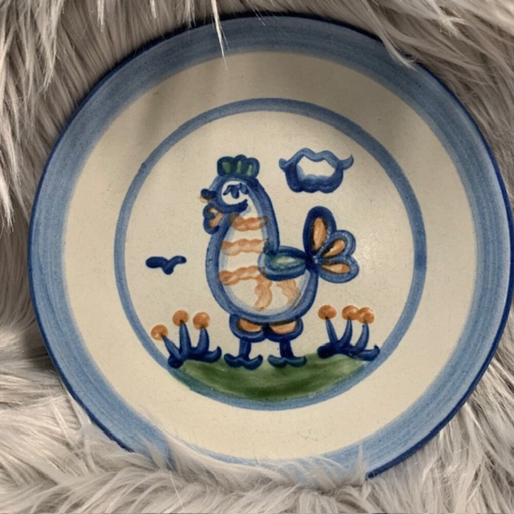 M.A. Hadley Country Scene Blue Chicken Salad Dessert Plate 7 5/8" Discontinued